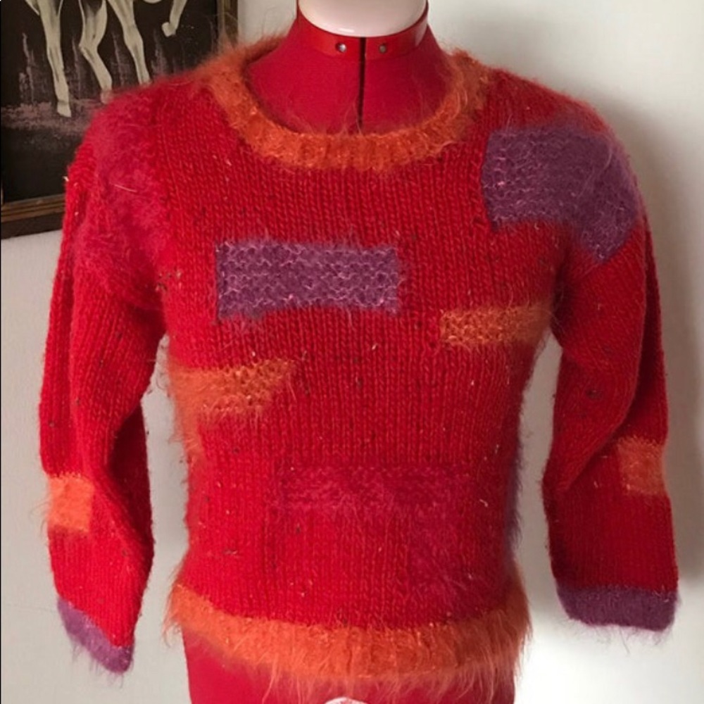 Vintage Red Wool Crop Sweater